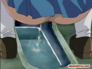Hapon co-edukasyon anime makakakuha ng pagdadaliri kanya puwit